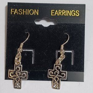 Celtic Cross Silver Earrings Pierced